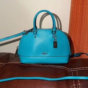 ‼️Coach Turquoise Teal Leather Micro Mini Sierra Satchel Crossbody Bag